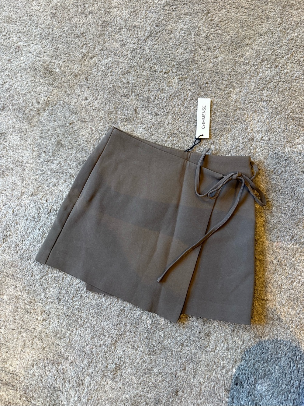 Commense Taupe Wrap-Style Mini Skirt with shorts